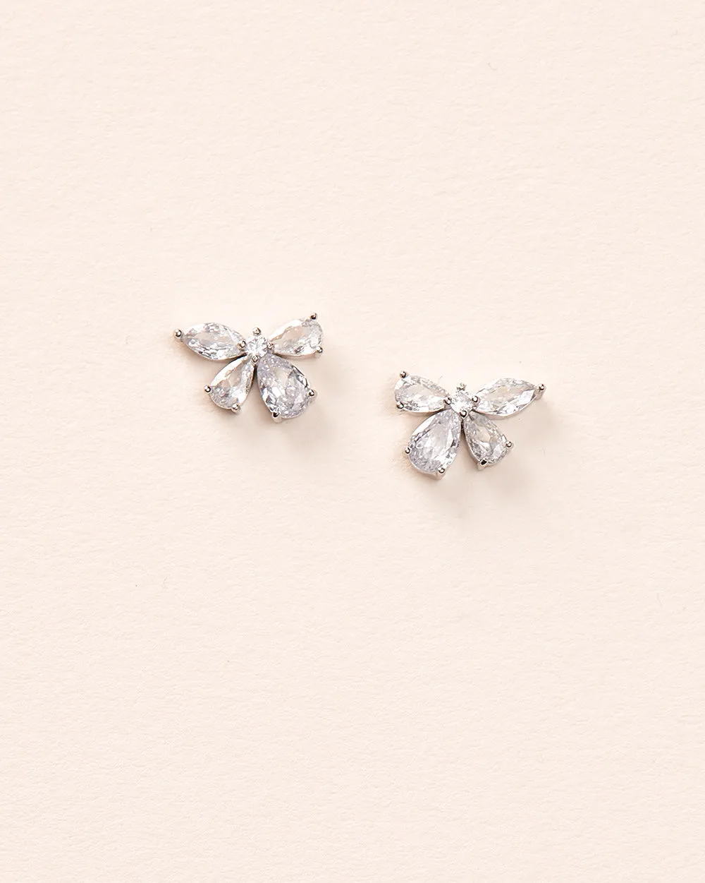 Dainty Bow CZ Stud Earrings