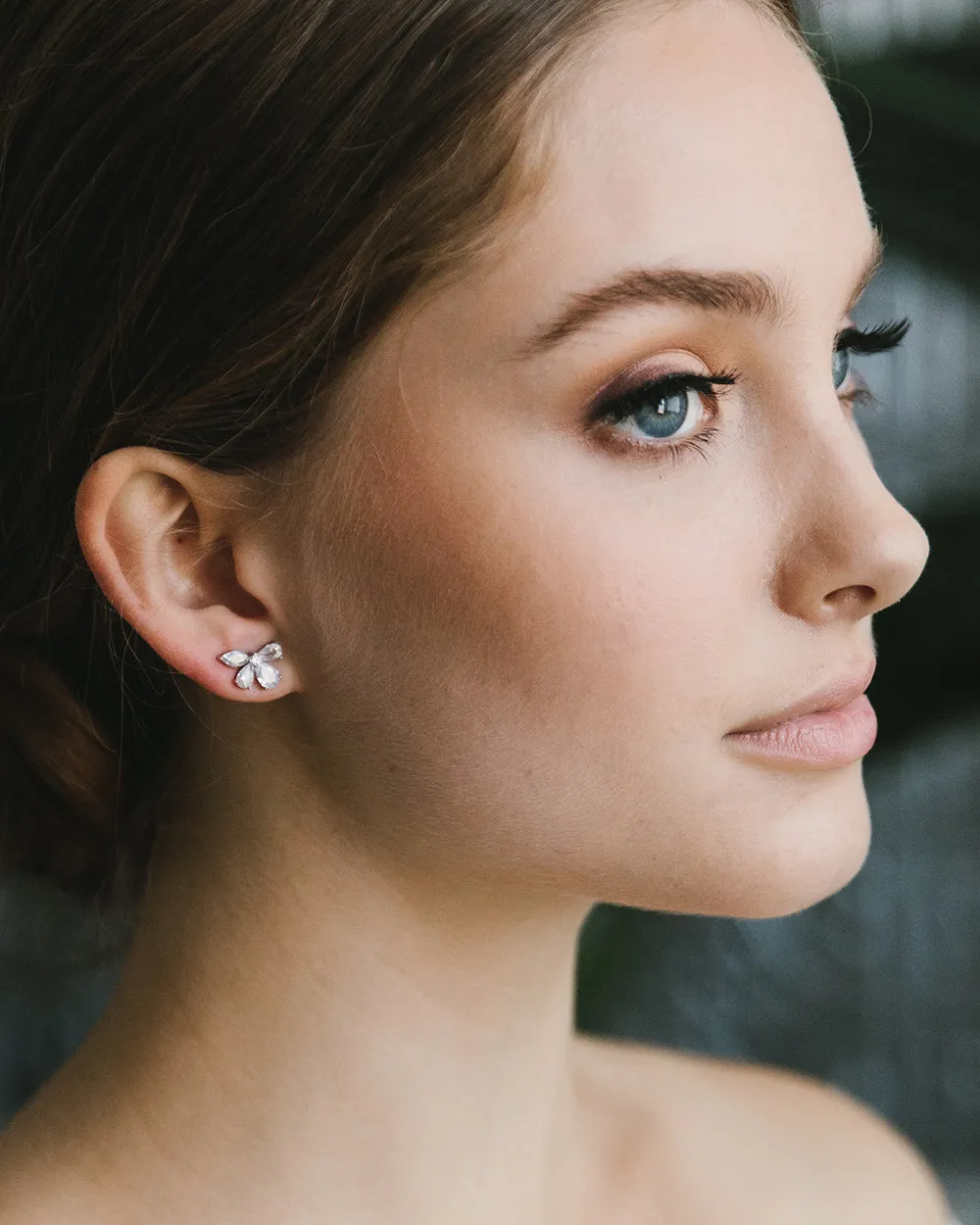 Dainty Bow CZ Stud Earrings