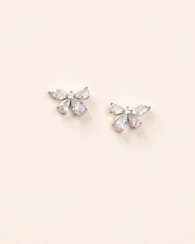 Dainty Bow CZ Stud Earrings