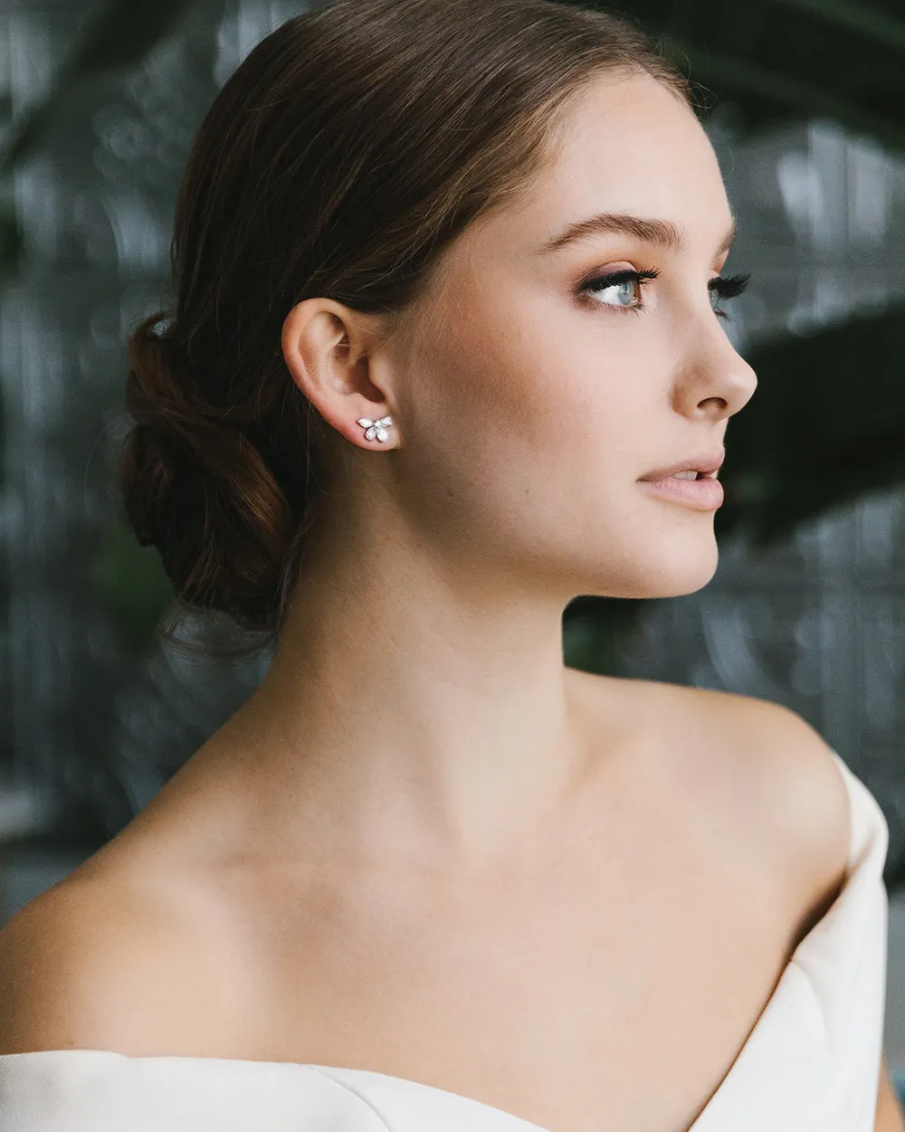 Dainty Bow CZ Stud Earrings