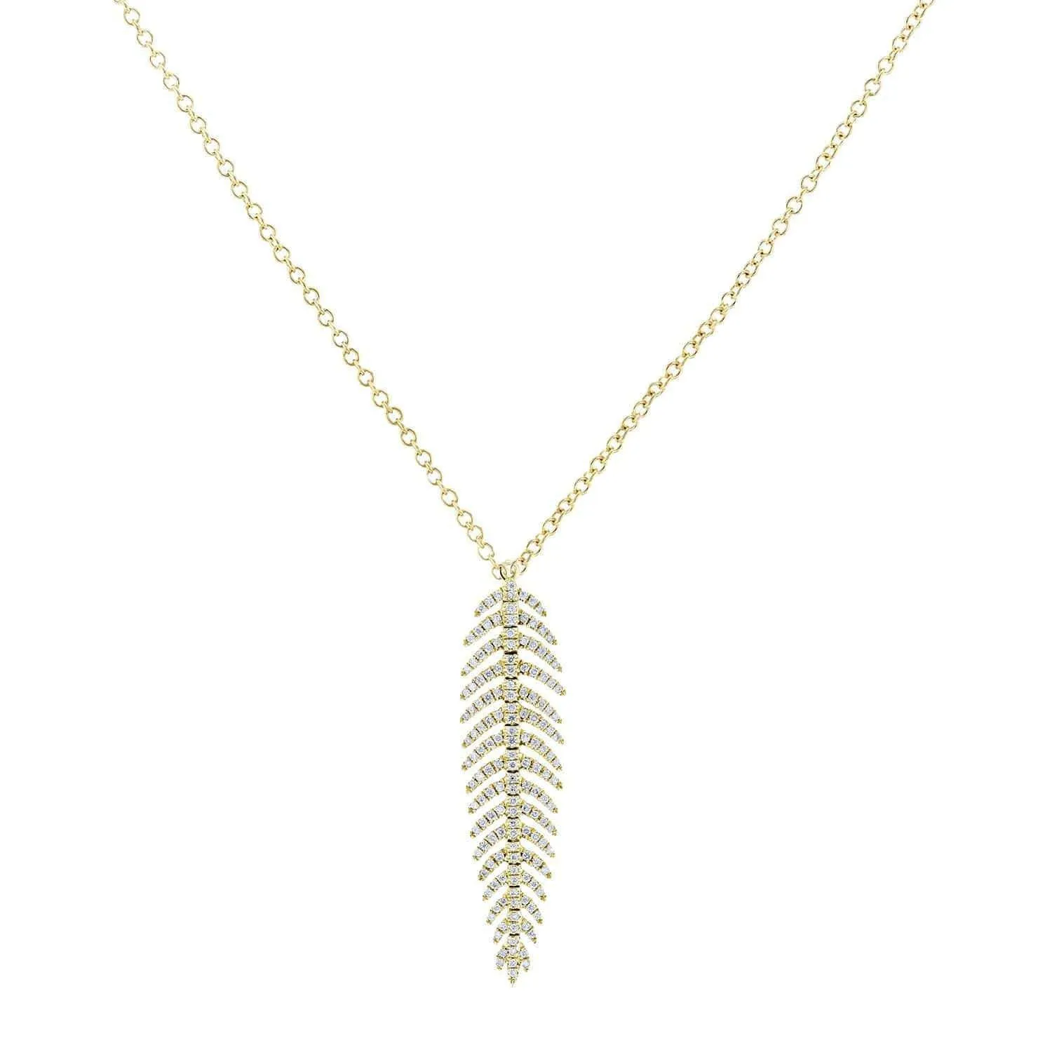 Dangle Feather Necklace - Yellow