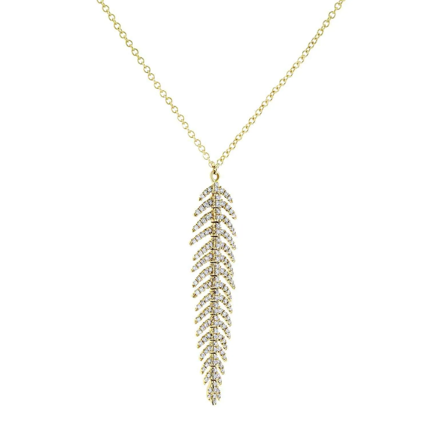 Dangle Feather Necklace - Yellow