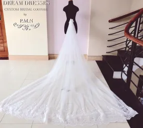 Detachable Cathedral Bridal Tulle Train (#NAIYA)