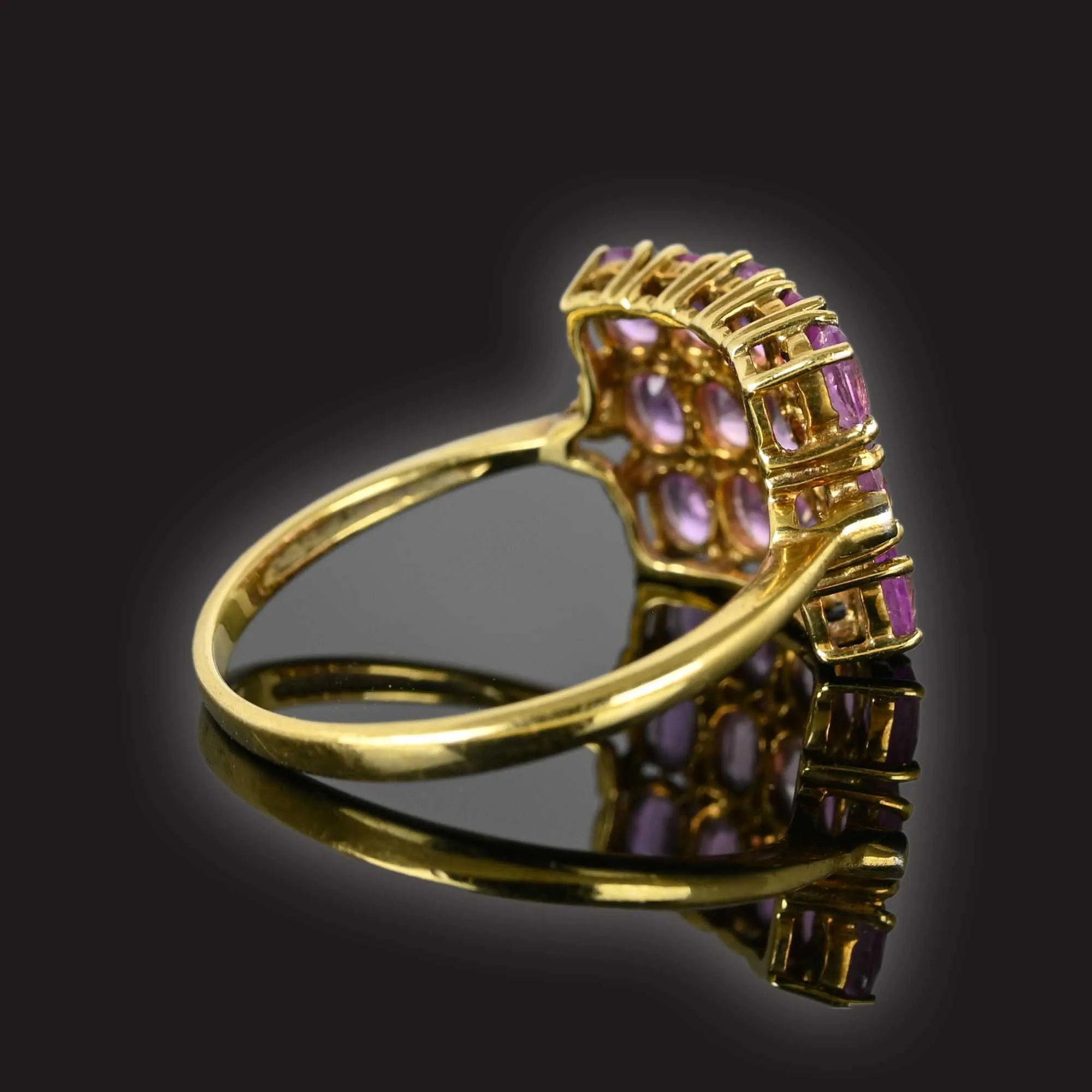 Diamond Pink Sapphire Ring, Checkerboard Style