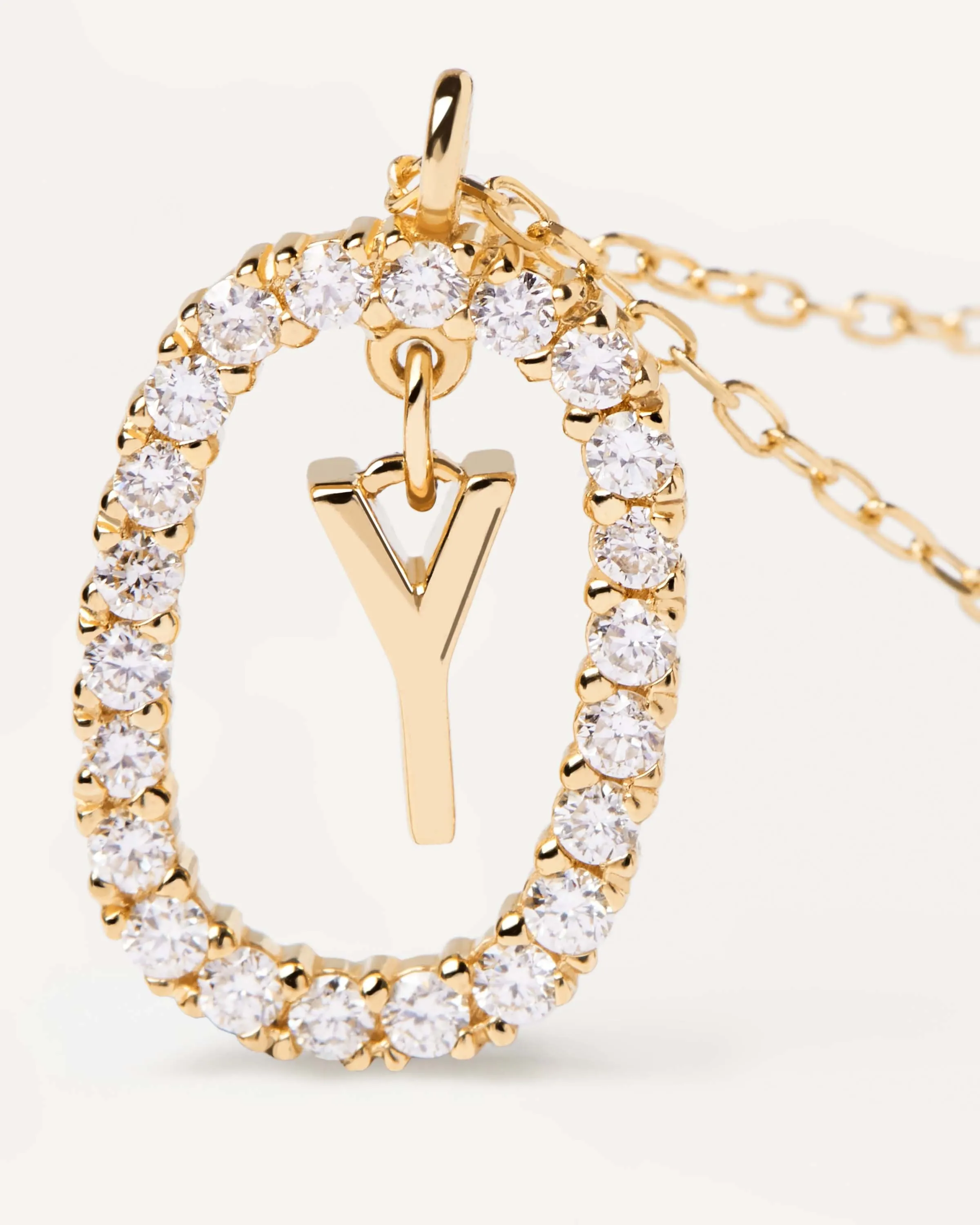 Diamonds and Gold Letter Y Necklace