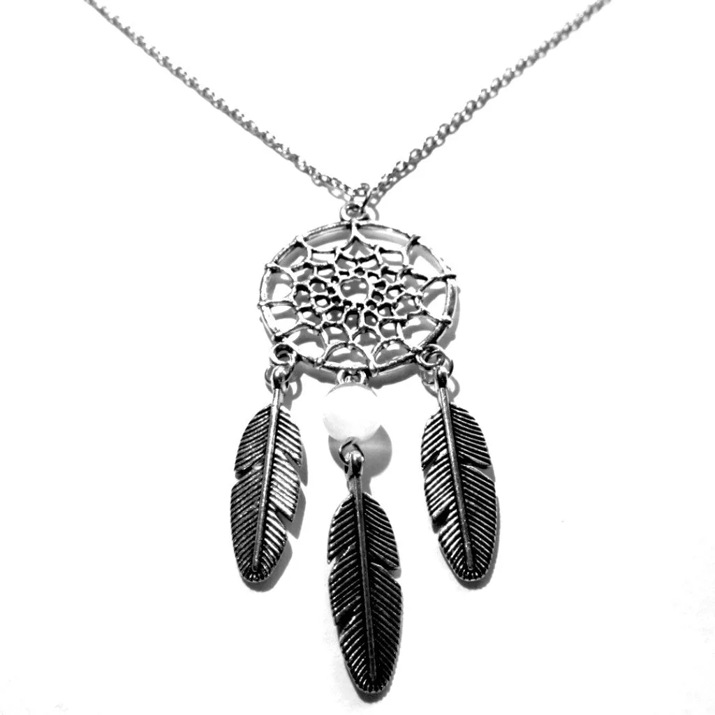 Dreamcatcher Bead Feathers Pendant Necklace