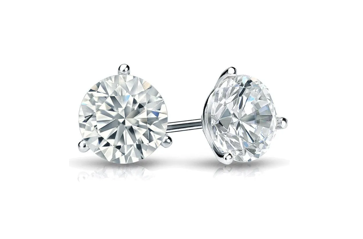 Earrings 2.08 cts Natural Round Diamonds I SI2 Platinum Studs