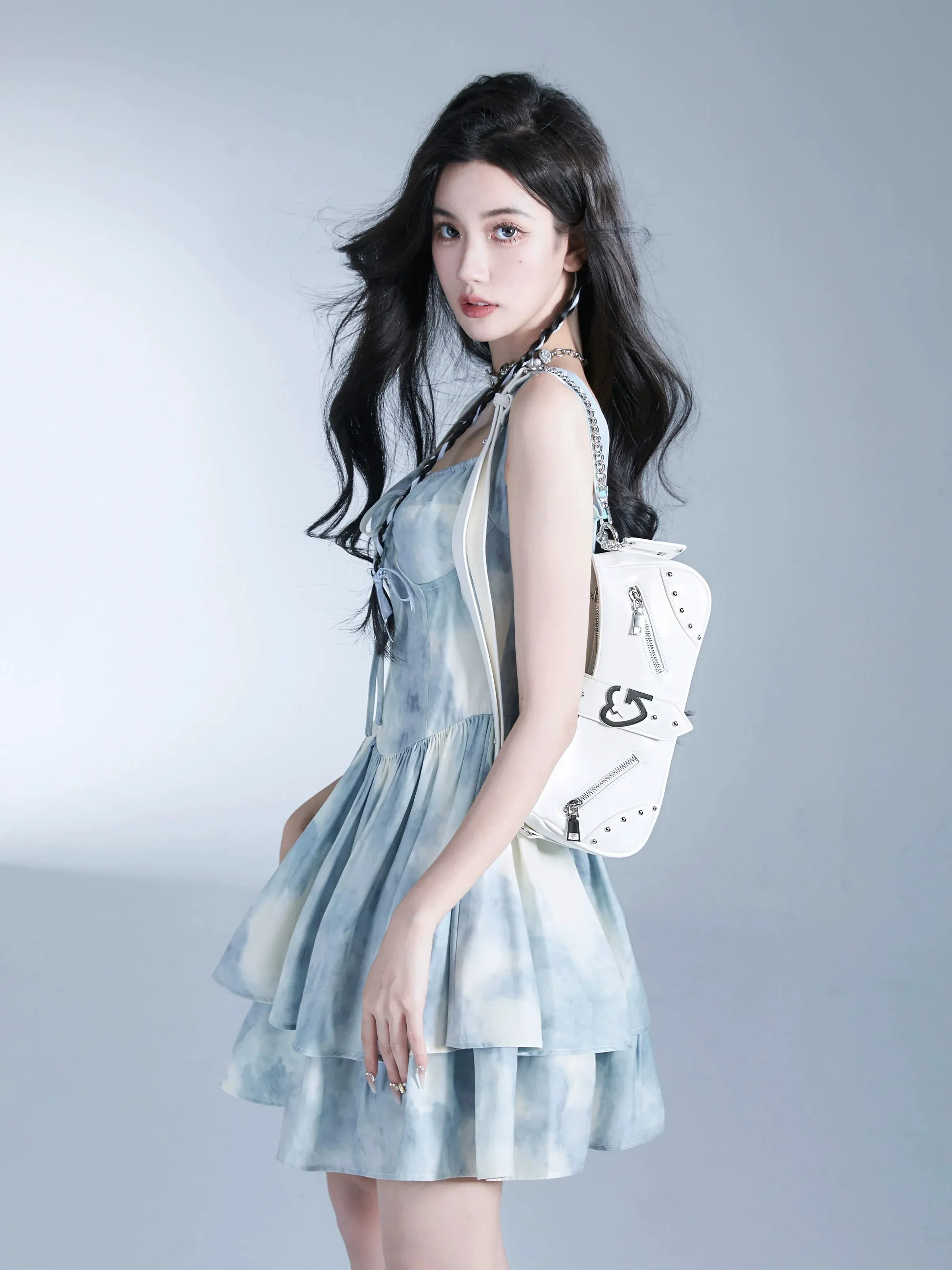 Edgy Baguette Shoulder Bag with Chain Strap