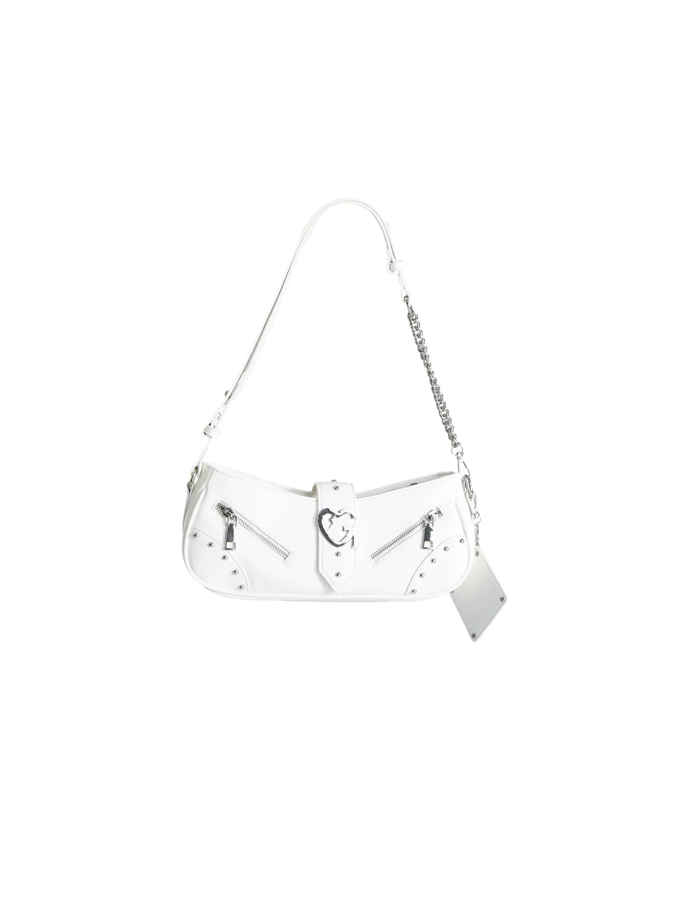 Edgy Baguette Shoulder Bag with Chain Strap