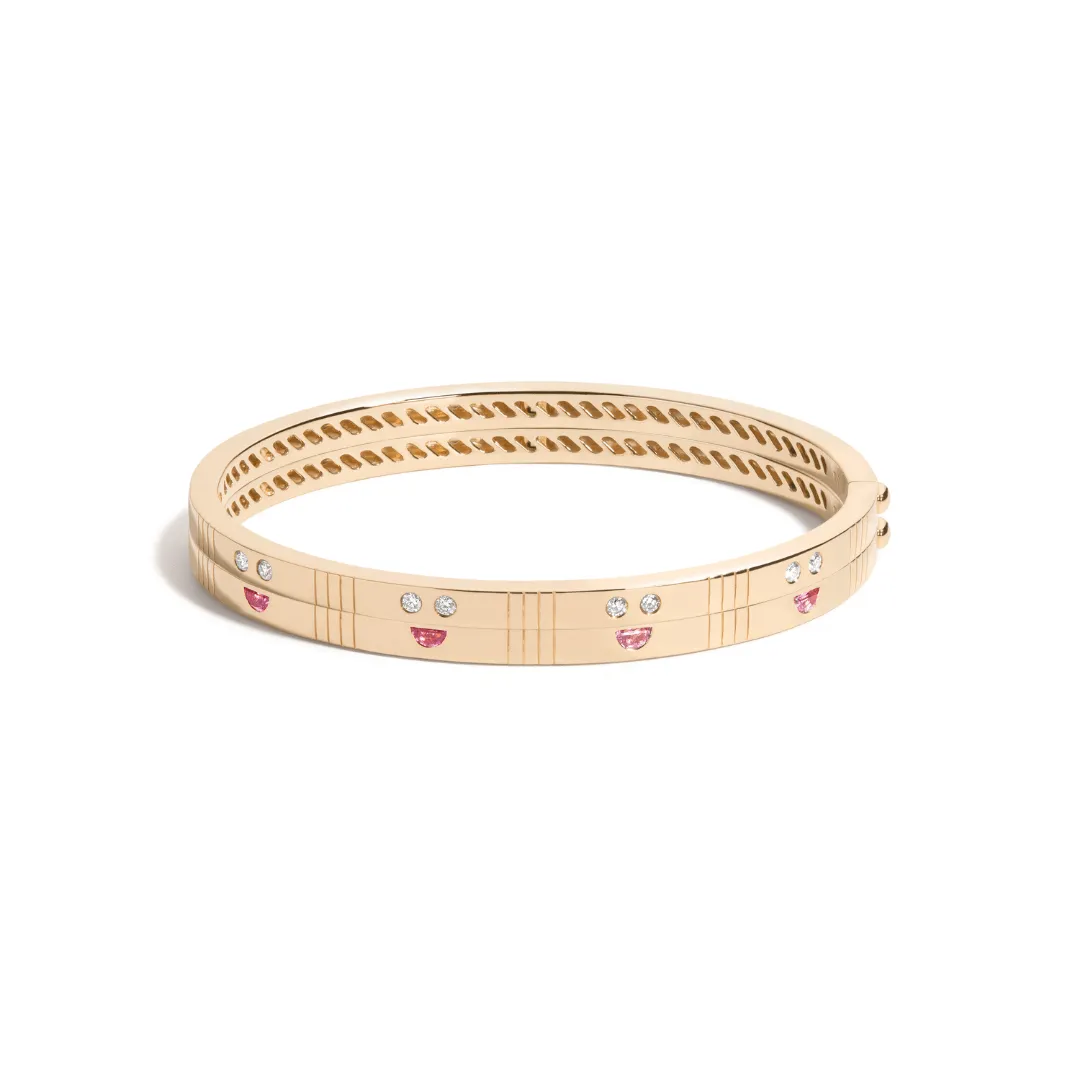 emotey bangle bracelet, pink tourmaline smiles