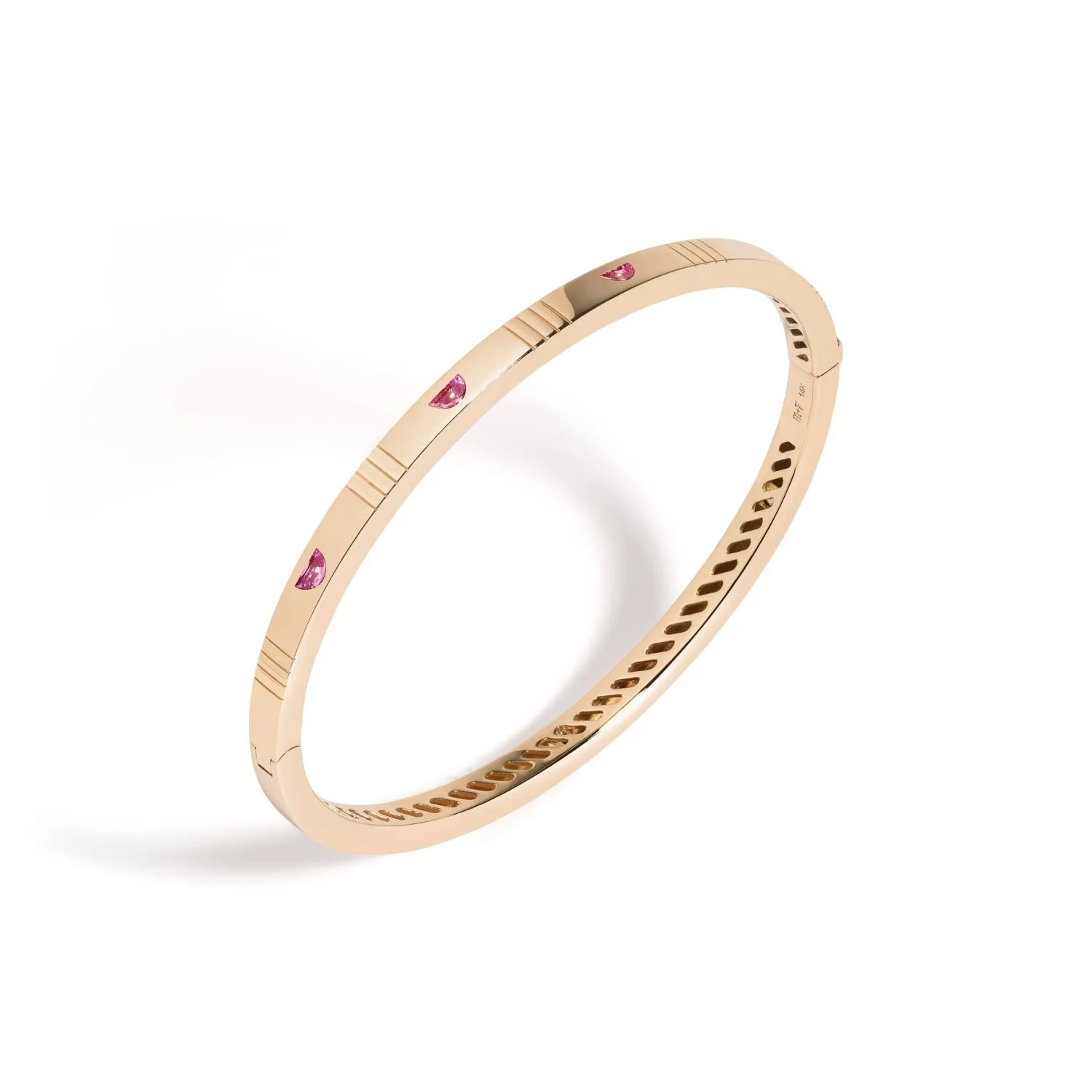 emotey bangle bracelet, pink tourmaline smiles