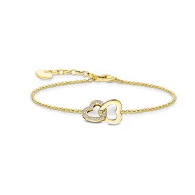 Essentials Sterling Silver Gold Plated Intertwined Hearts With Zirconia Bracelet A2163-414-14-L19V