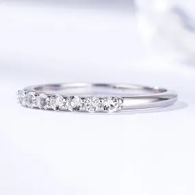 Exquisite White Topaz and Moissanite Gemstone Band Ring