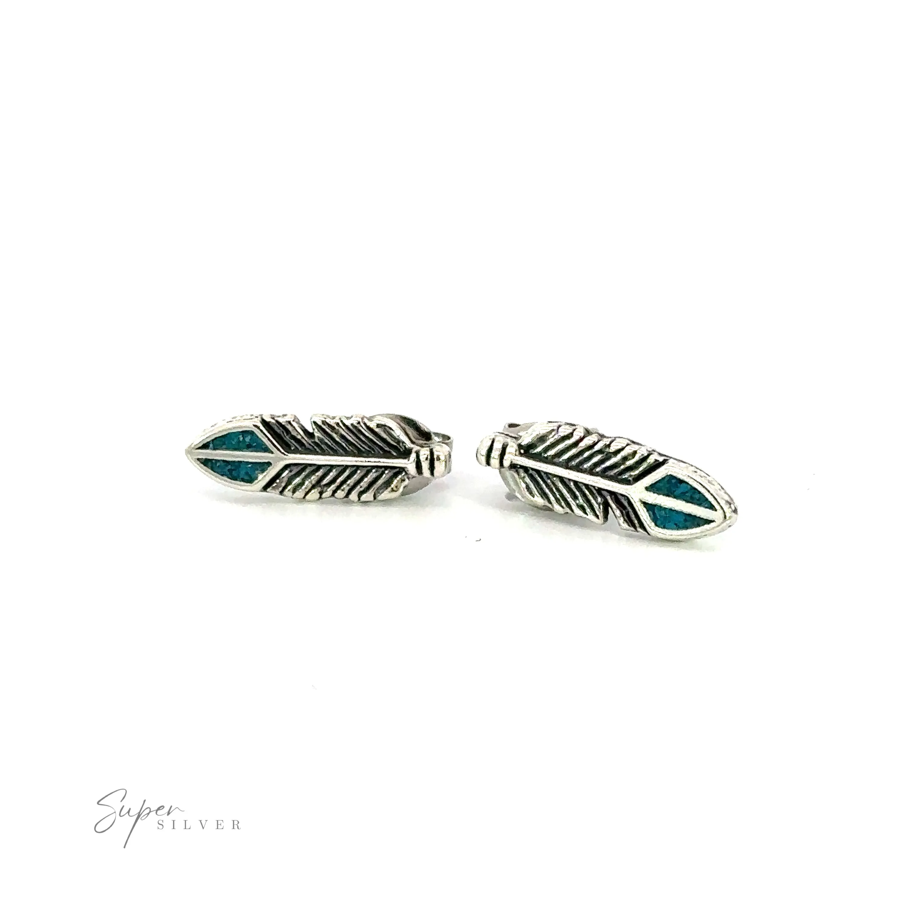 Feather Studs with Turquoise