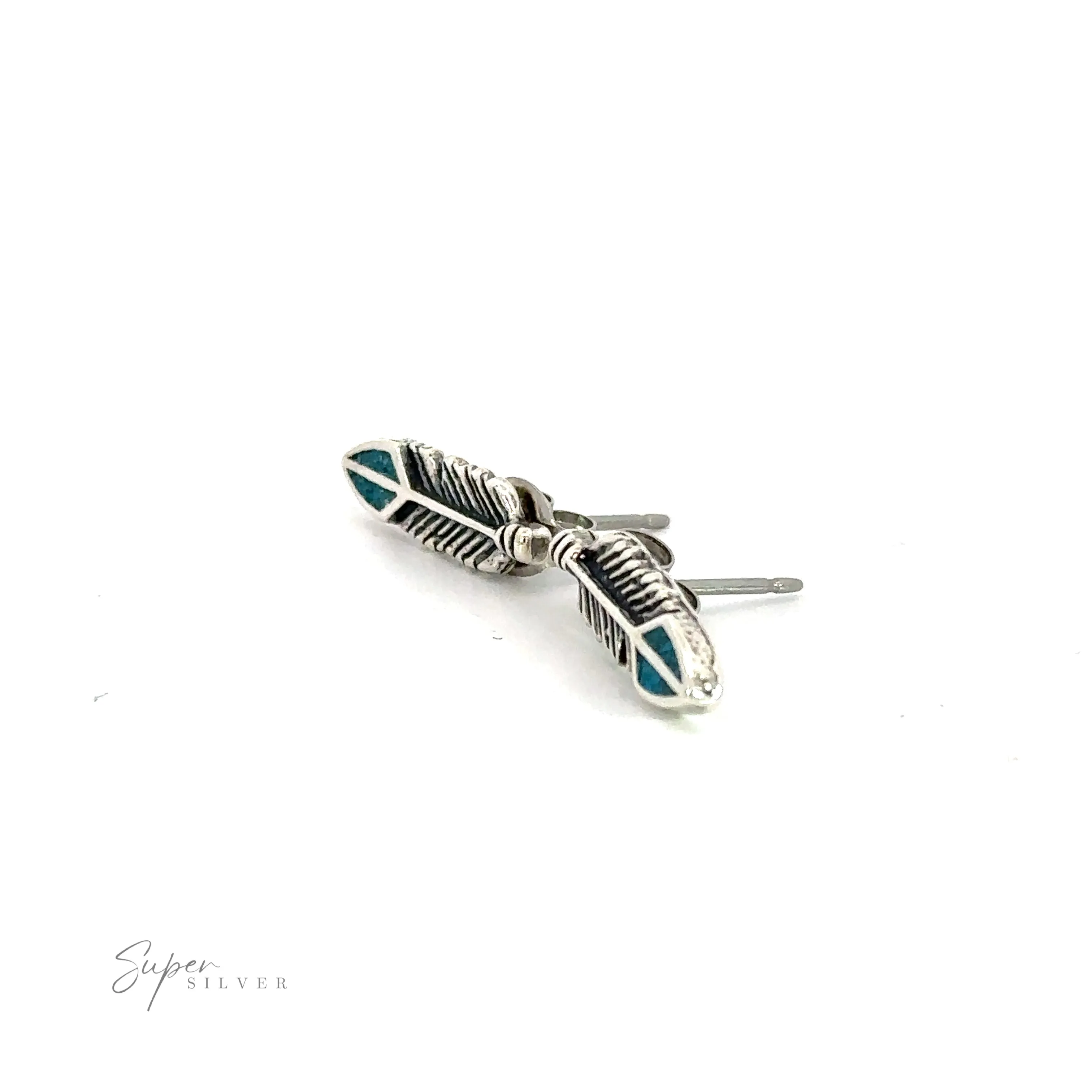 Feather Studs with Turquoise