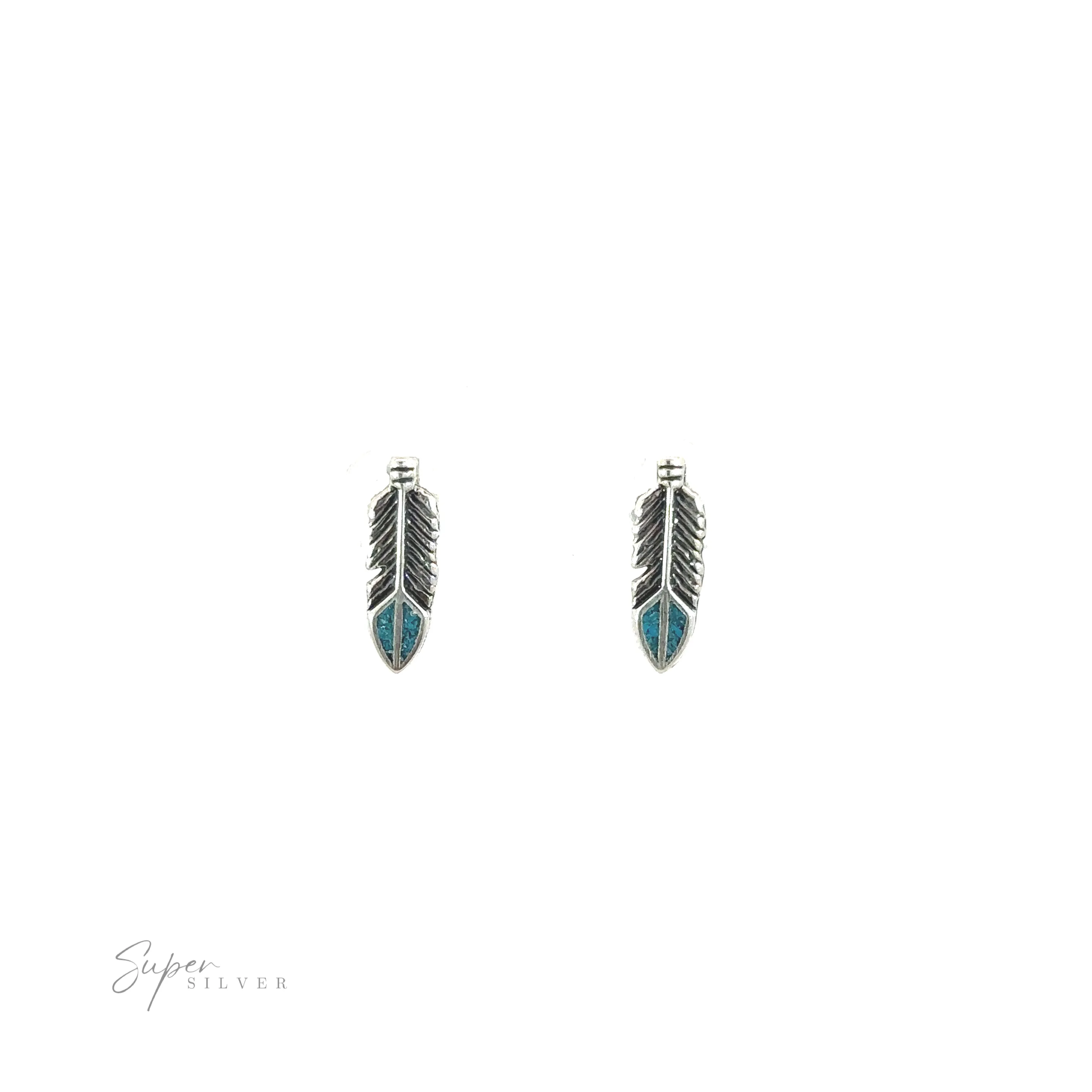 Feather Studs with Turquoise