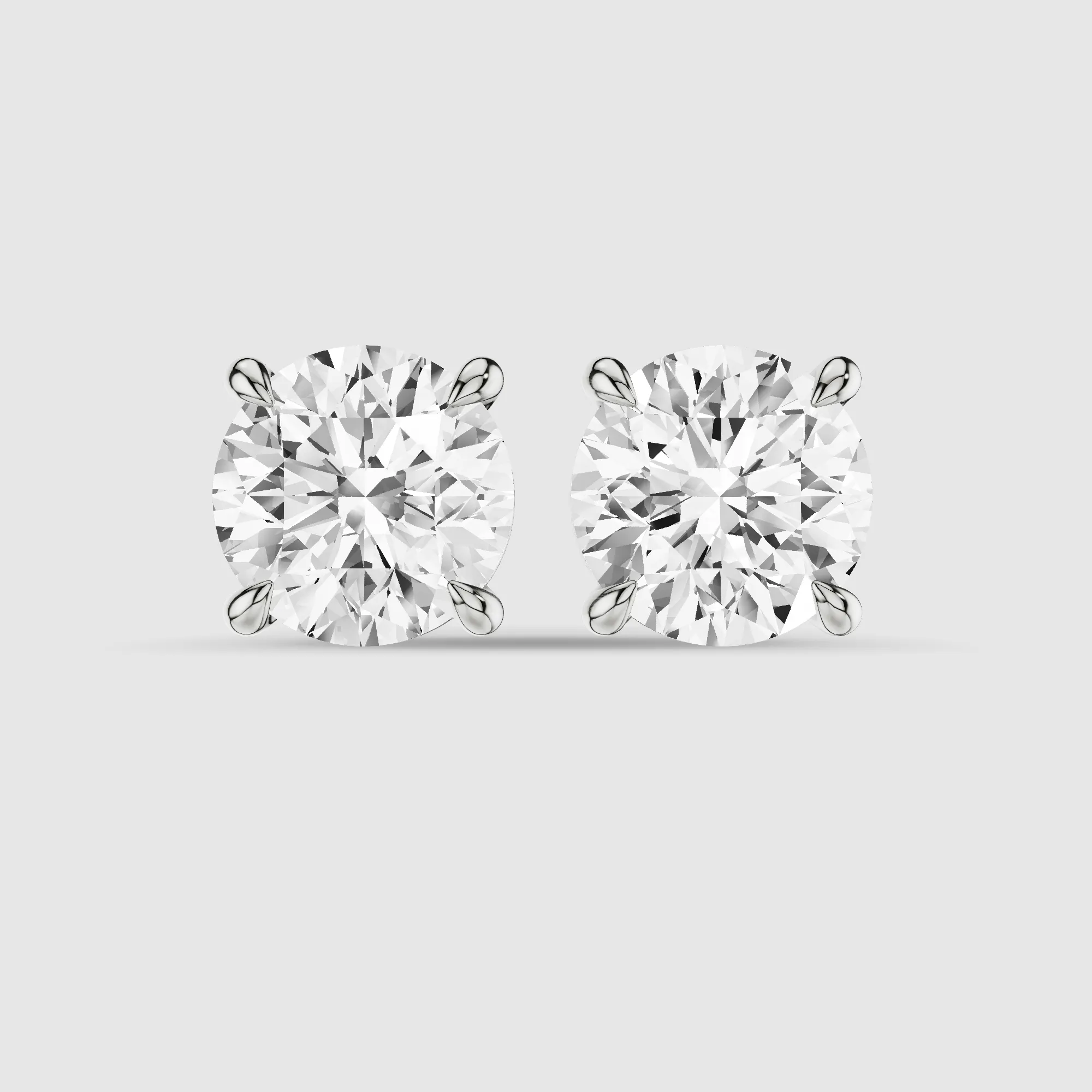 Four-Prong Solitaire Lab Grown Diamond Studs-Round