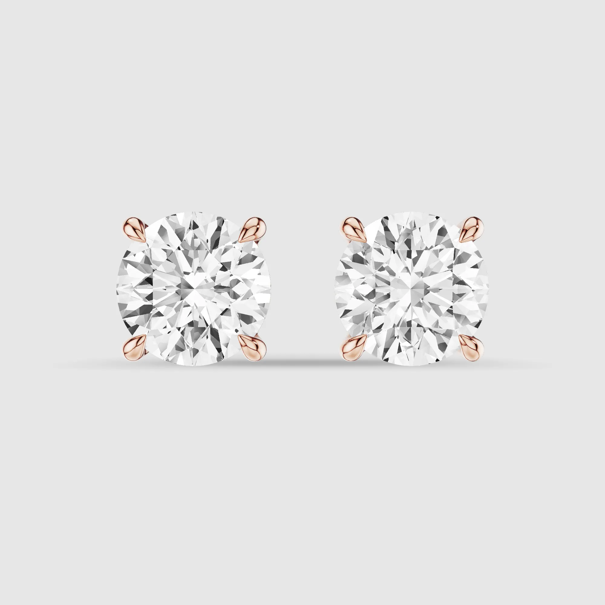 Four-Prong Solitaire Lab Grown Diamond Studs-Round