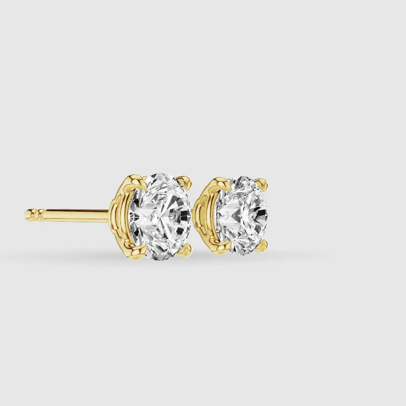 Four-Prong Solitaire Lab Grown Diamond Studs-Round