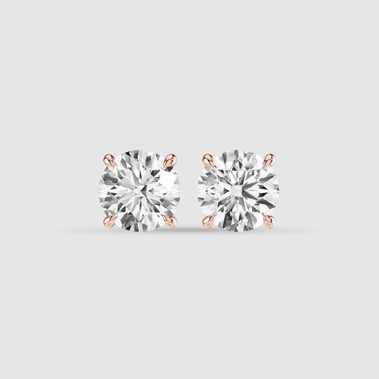 Four-Prong Solitaire Lab Grown Diamond Studs-Round