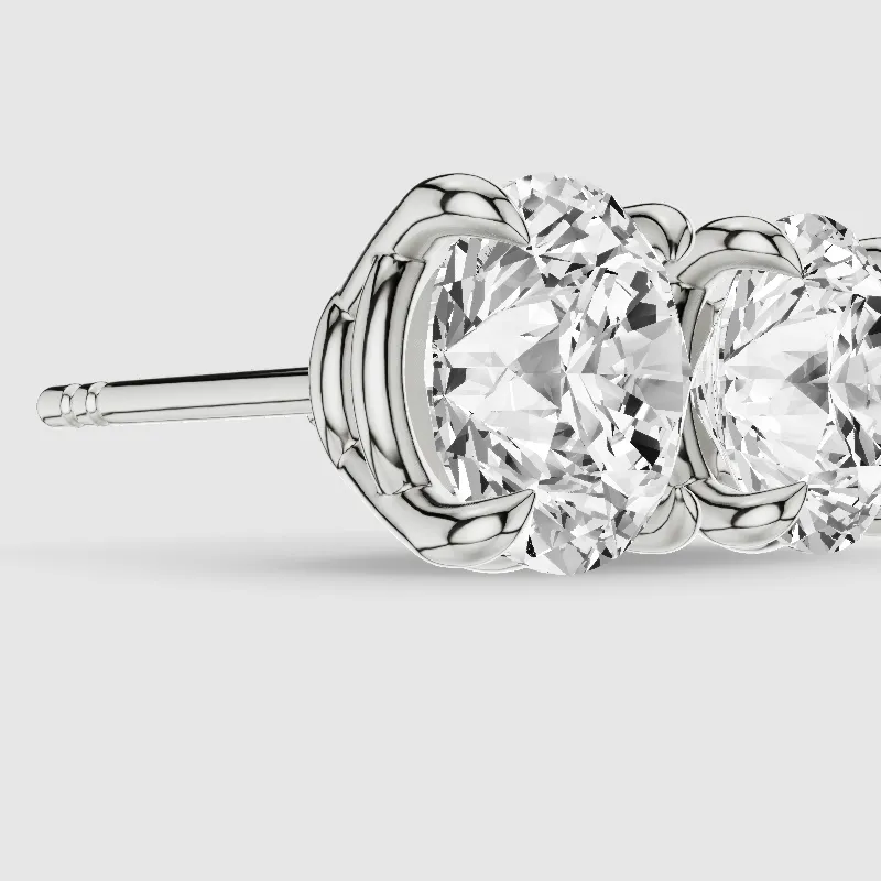 Four-Prong Solitaire Lab Grown Diamond Studs-Round