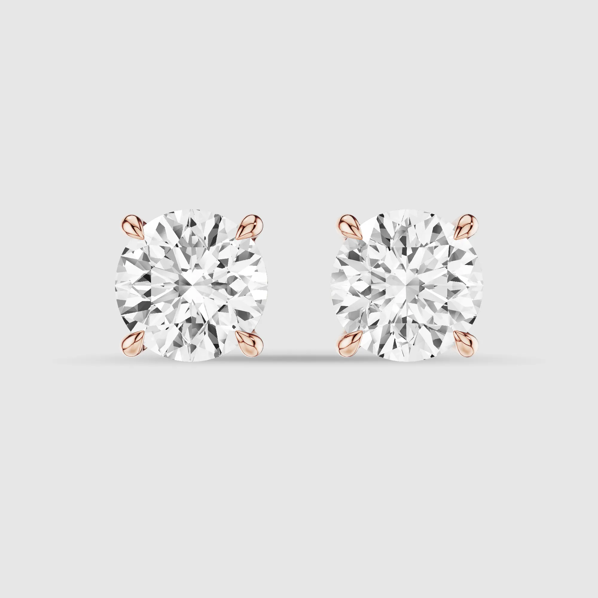 Four-Prong Solitaire Lab Grown Diamond Studs-Round
