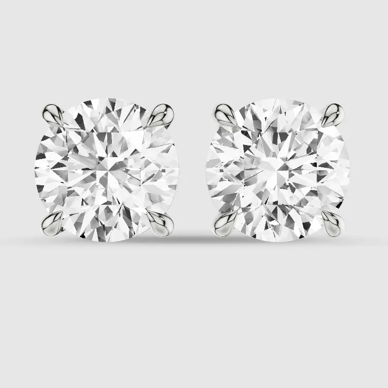 Four-Prong Solitaire Lab Grown Diamond Studs-Round