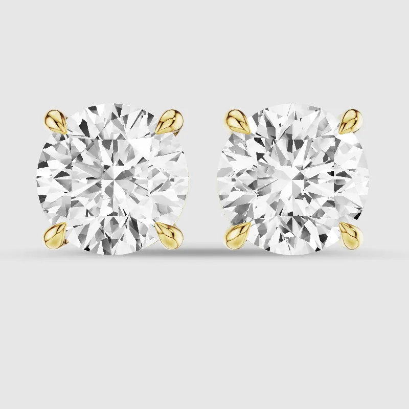 Four-Prong Solitaire Lab Grown Diamond Studs-Round
