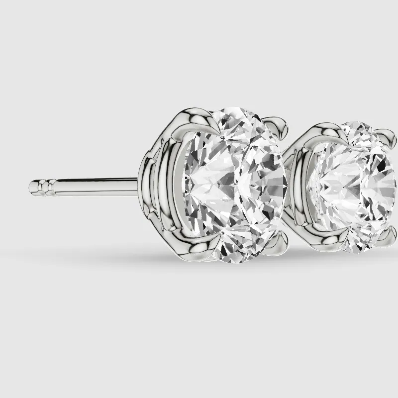 Four-Prong Solitaire Lab Grown Diamond Studs-Round