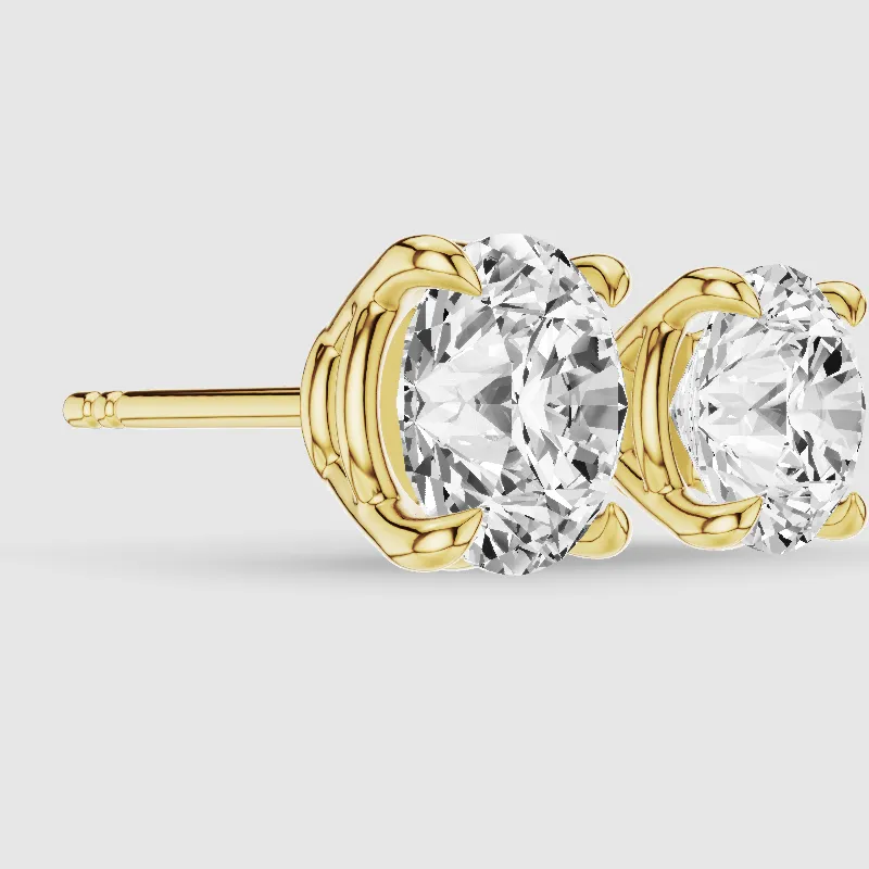 Four-Prong Solitaire Lab Grown Diamond Studs-Round