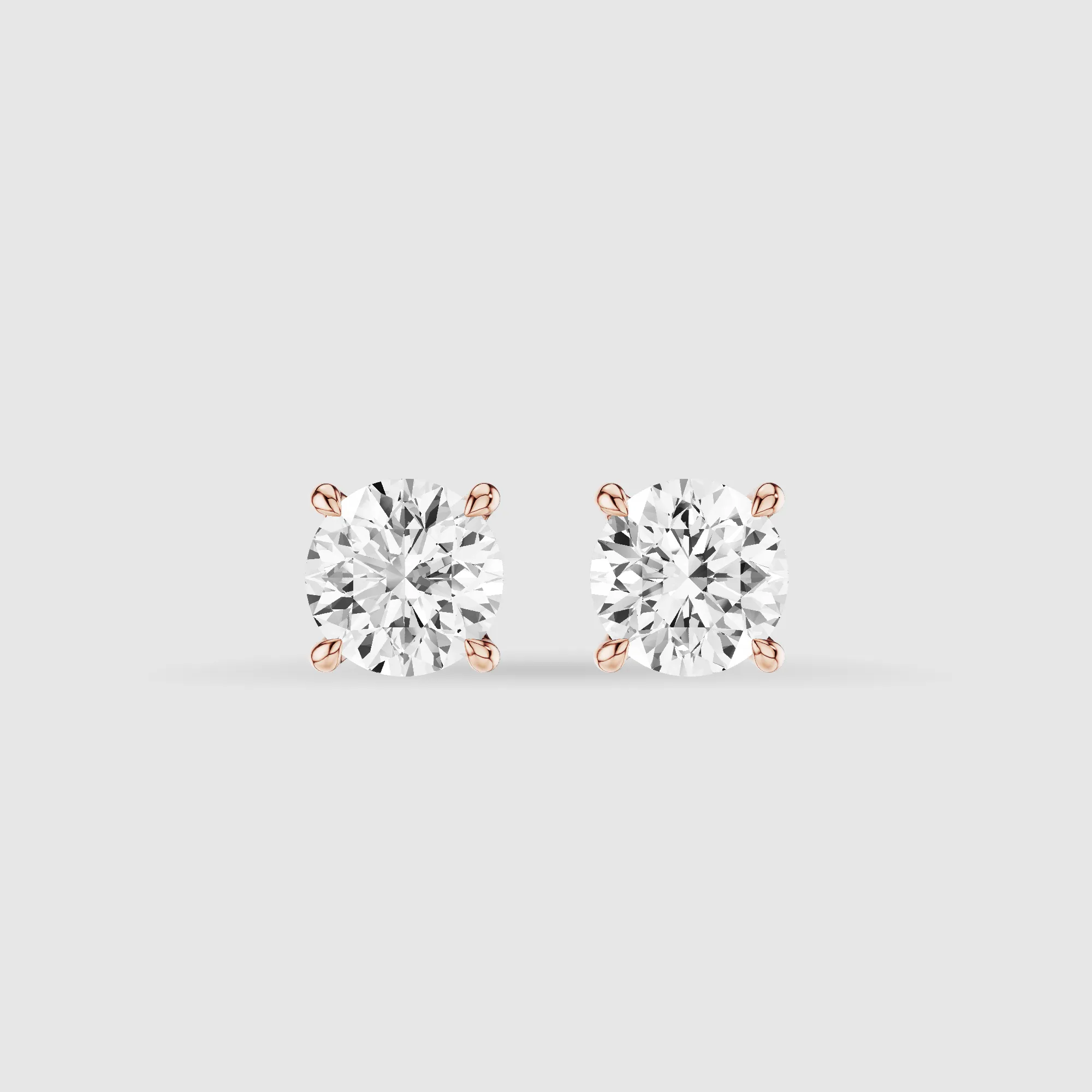 Four-Prong Solitaire Lab Grown Diamond Studs-Round