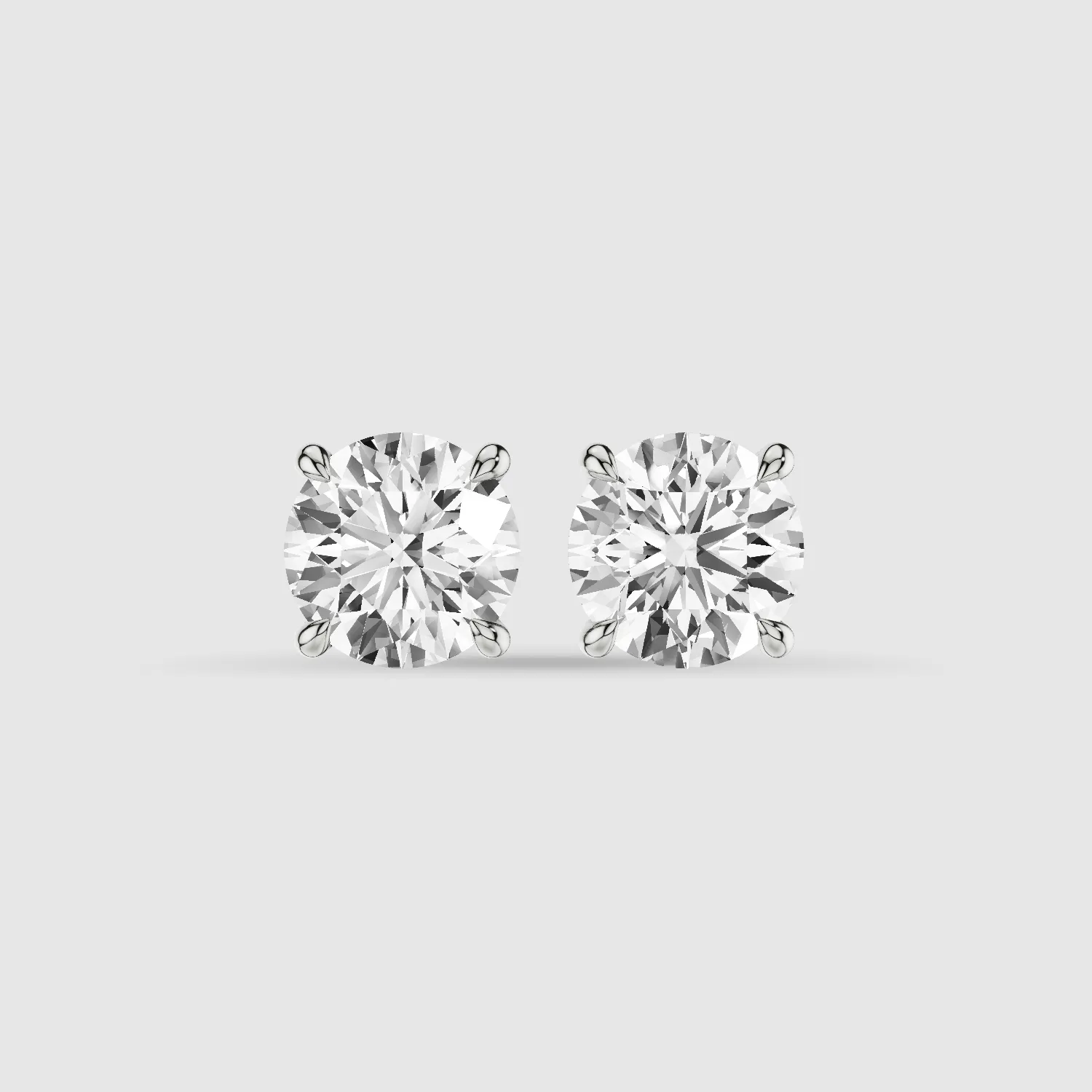 Four-Prong Solitaire Lab Grown Diamond Studs-Round