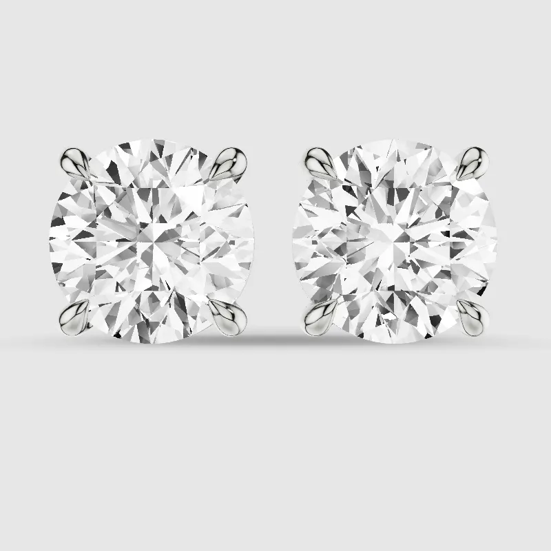 Four-Prong Solitaire Lab Grown Diamond Studs-Round