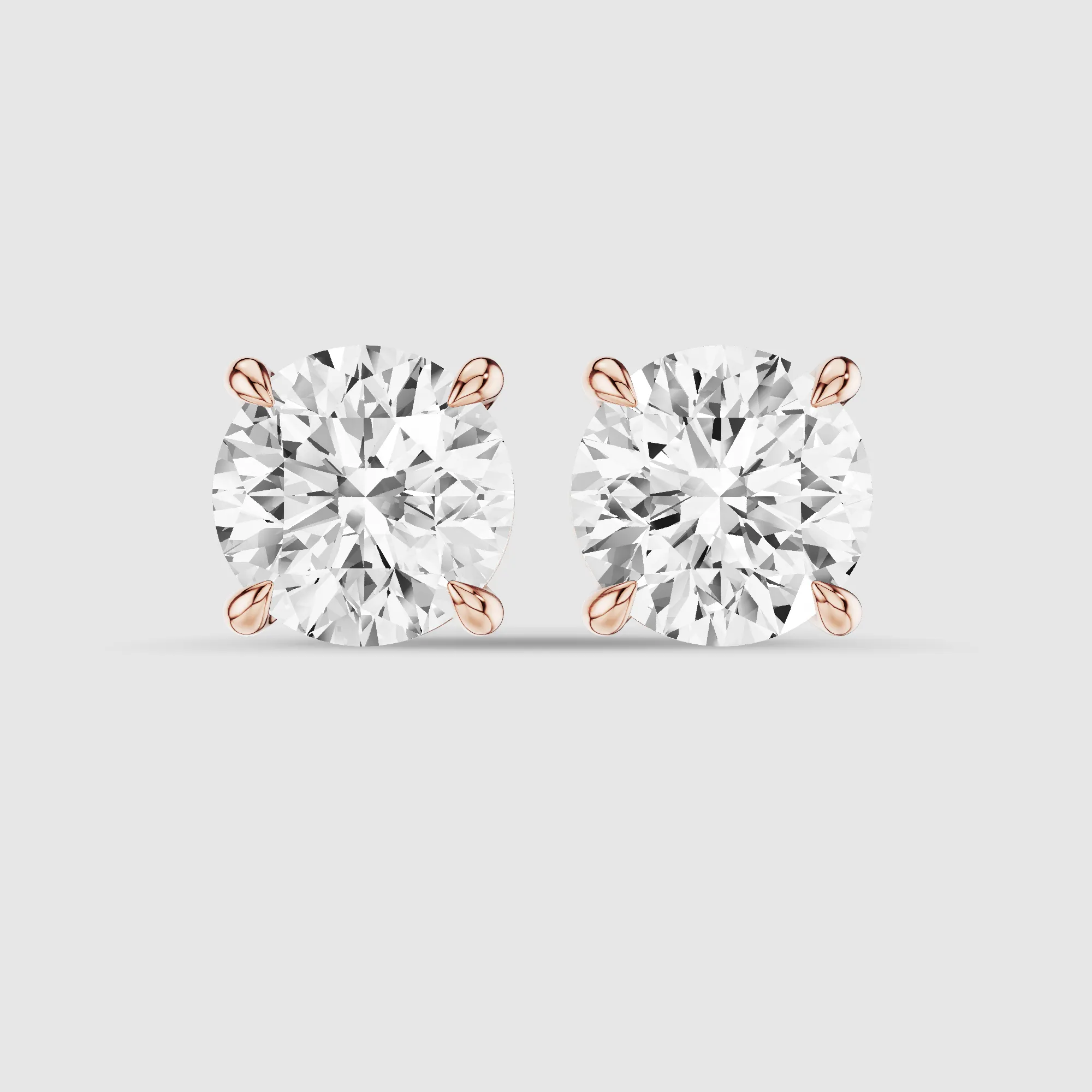 Four-Prong Solitaire Lab Grown Diamond Studs-Round