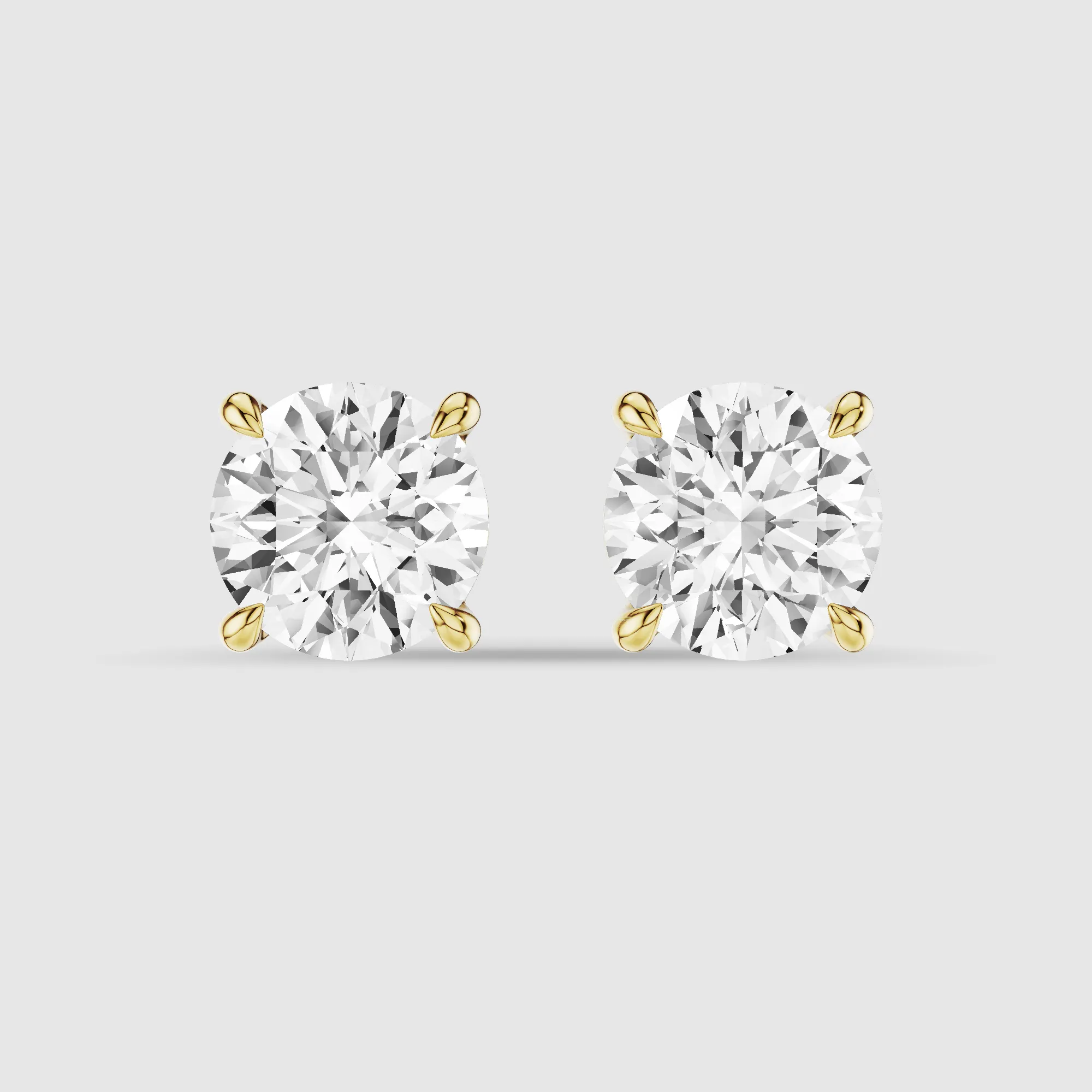 Four-Prong Solitaire Lab Grown Diamond Studs-Round