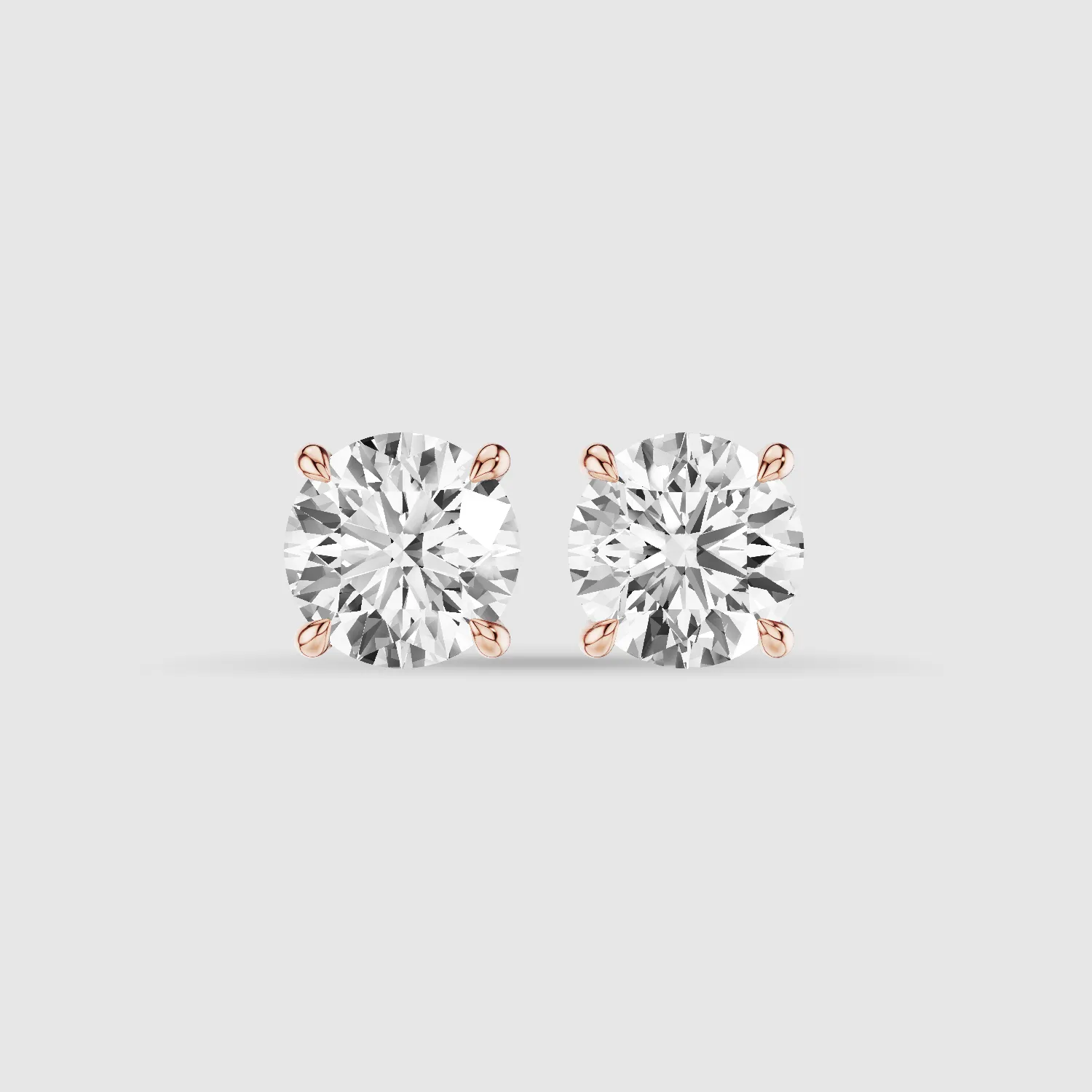 Four-Prong Solitaire Lab Grown Diamond Studs-Round