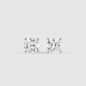 Four-Prong Solitaire Lab Grown Diamond Studs-Round
