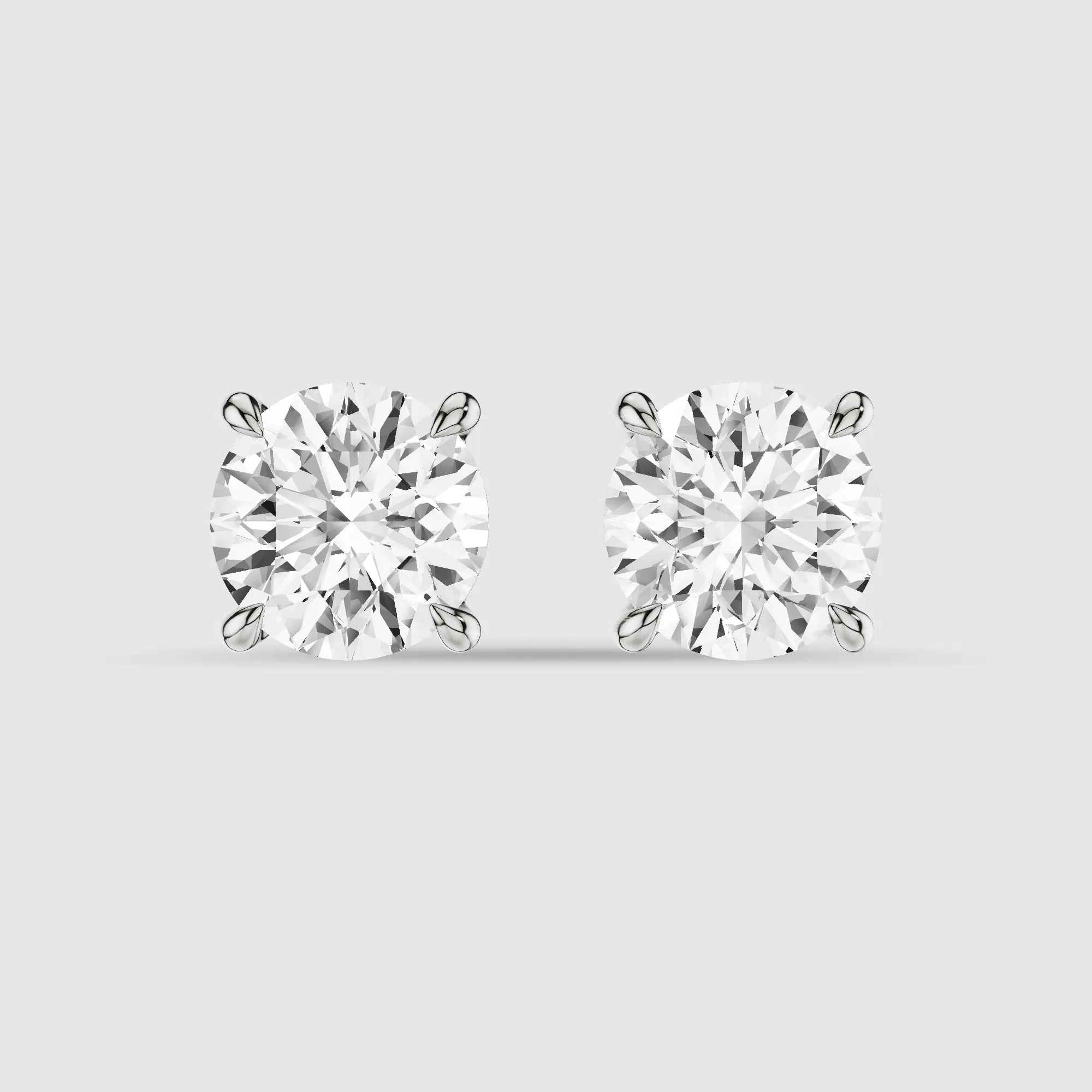 Four-Prong Solitaire Lab Grown Diamond Studs-Round