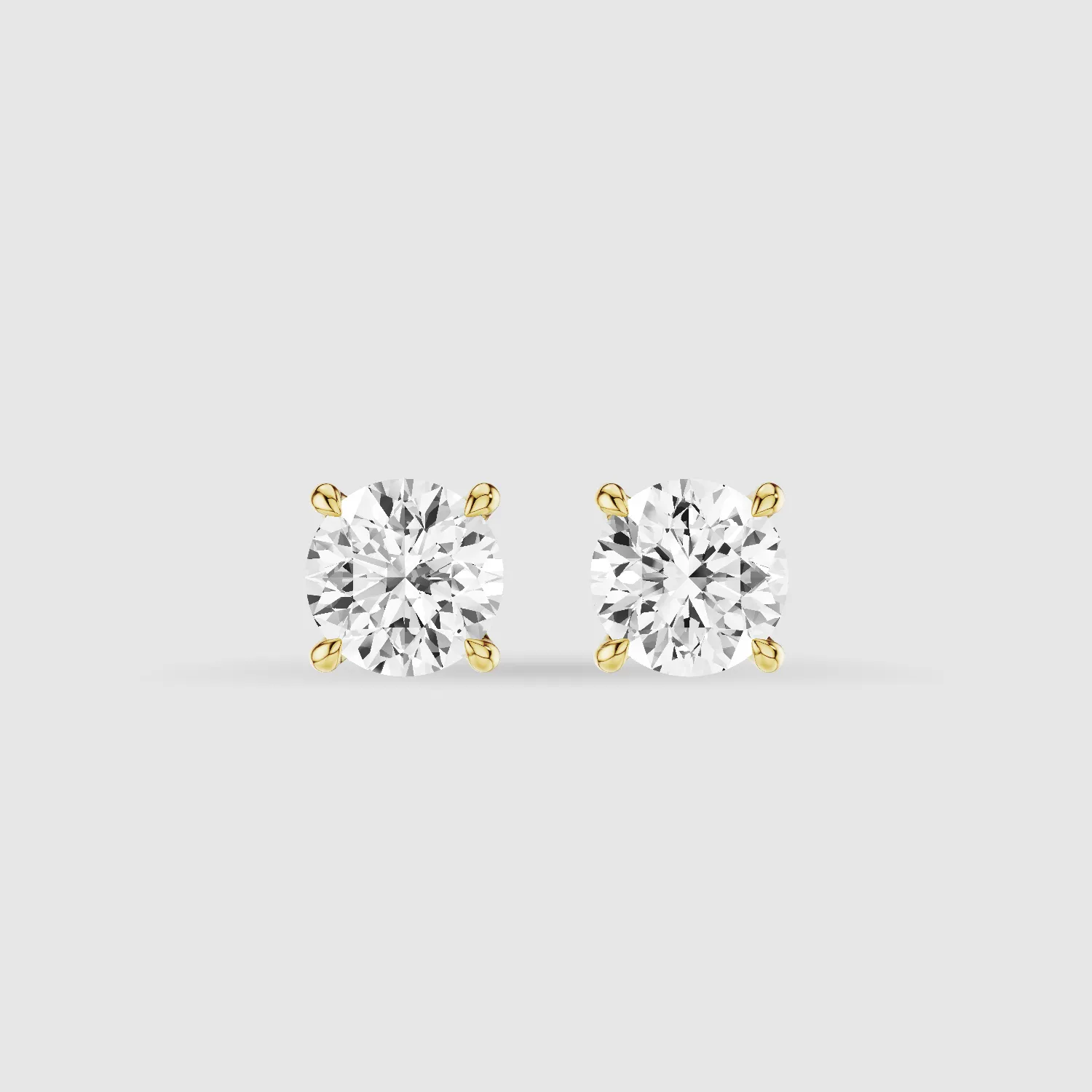 Four-Prong Solitaire Lab Grown Diamond Studs-Round
