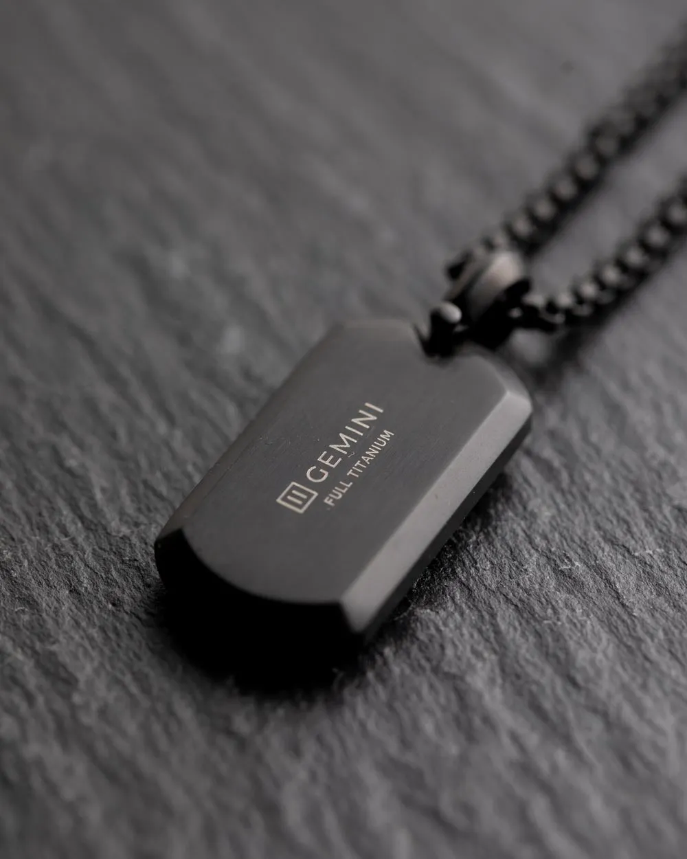 Full titanium necklace with black finish and Forged Carbon