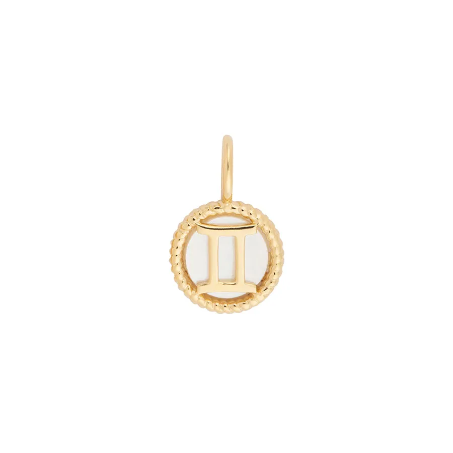 Gemini Zodiac Mother of Pearl 14K Gold Vermeil Pendant