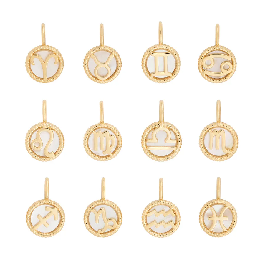 Gemini Zodiac Mother of Pearl 14K Gold Vermeil Pendant