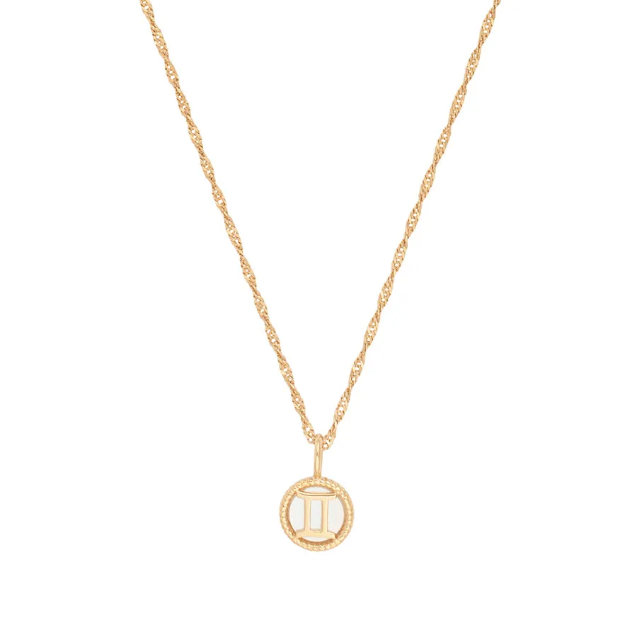 Gemini Zodiac Mother of Pearl 14K Gold Vermeil Pendant