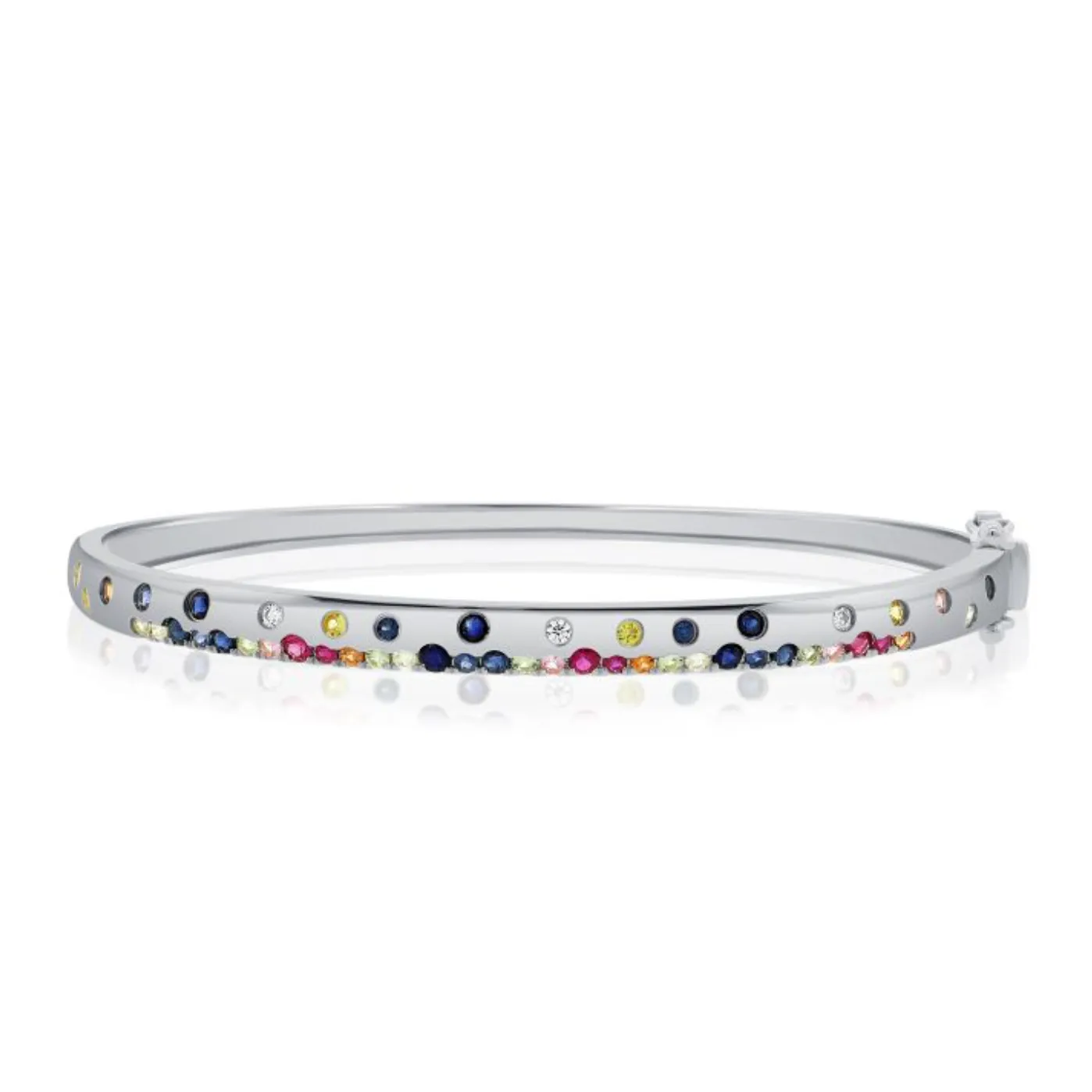 Gemstone and Diamond Confetti Slim Bangle