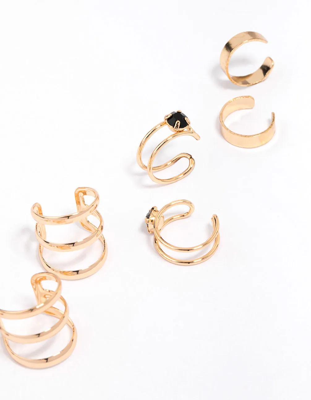 Gold & Black Marquise Stone Earring 4-Pack