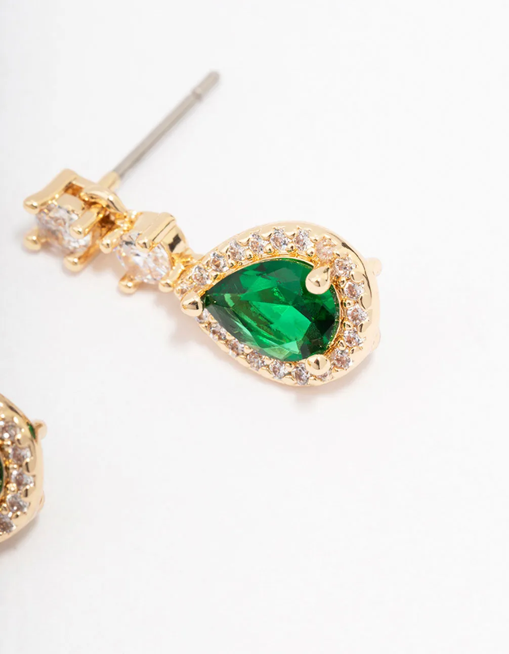Gold Cubic Zirconia Petite Pear Drop Earrings