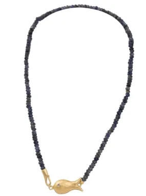 Gold Fish Necklace in Iolite