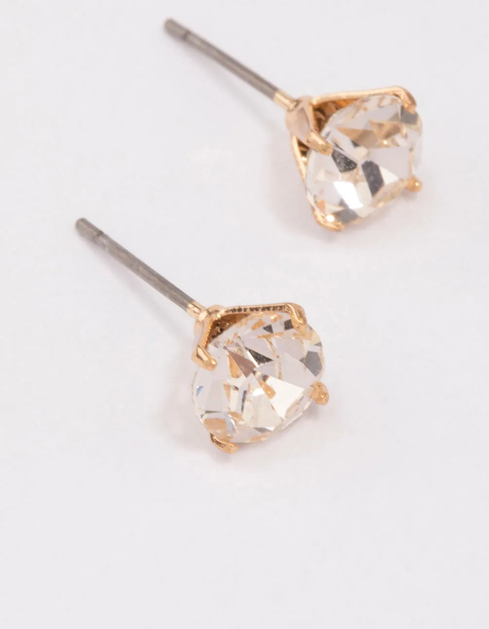 Gold Pear Champagne Stud Earrings 7mm