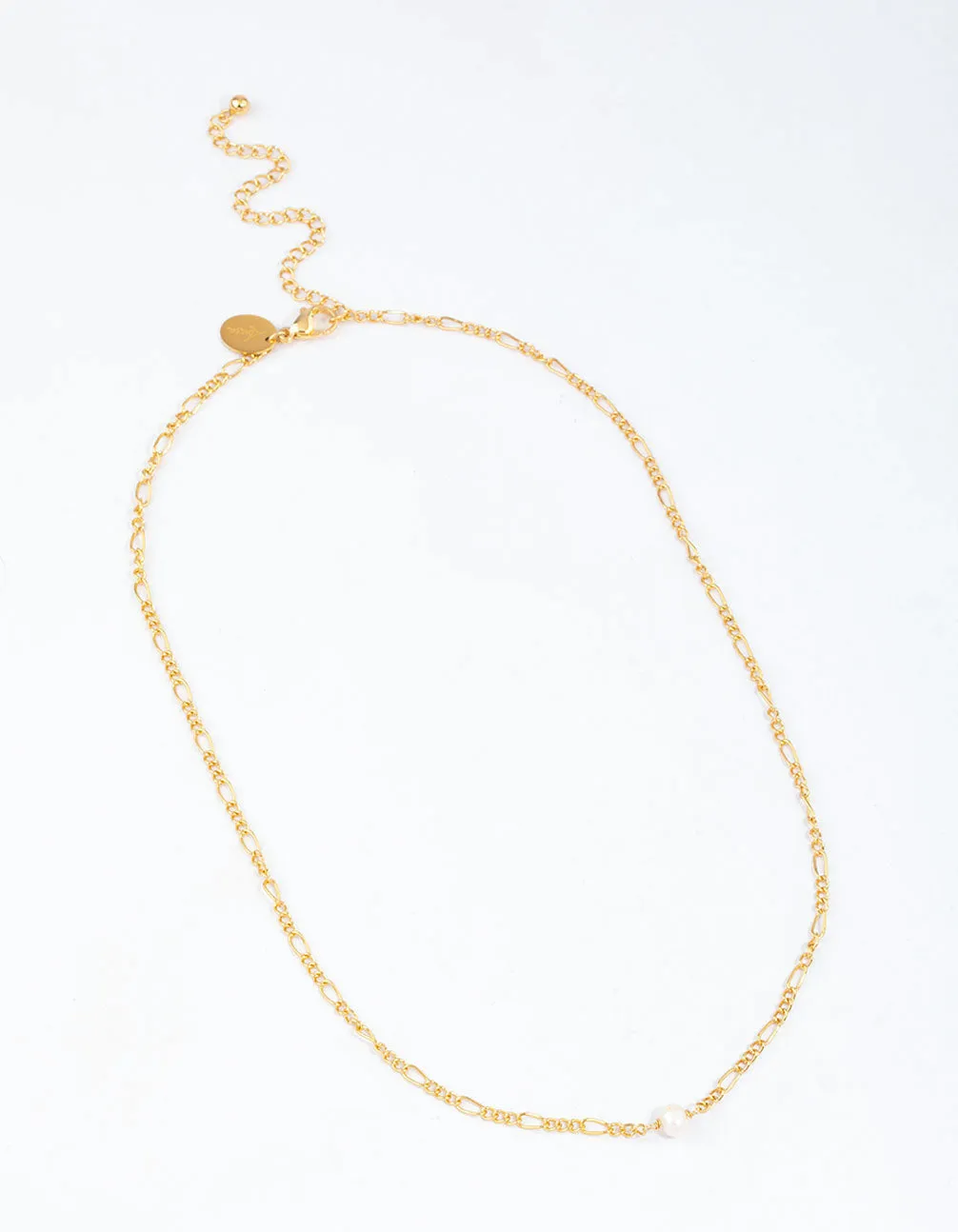 Gold Plated Surgical Steel Single Pearl Chain Pendant Necklace