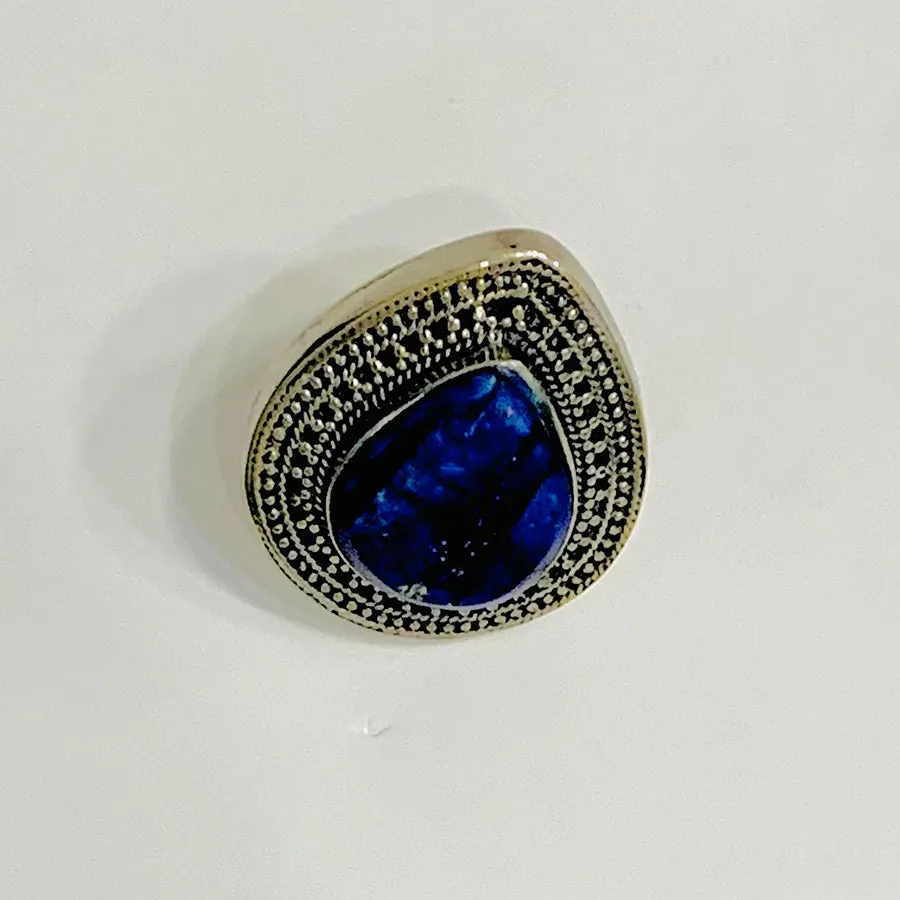 Handmade Lapis Lazuli Water Drop Stone Ring